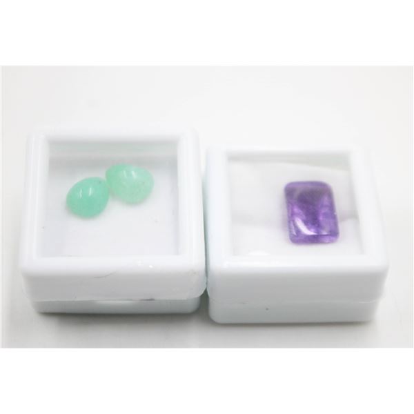 #259- NATURAL AMETHYST 6.05CT& CHRYSOPRASE 3.45CT