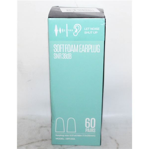 NEW 60 PAIRS SOFT FOAM EAR PLUGS