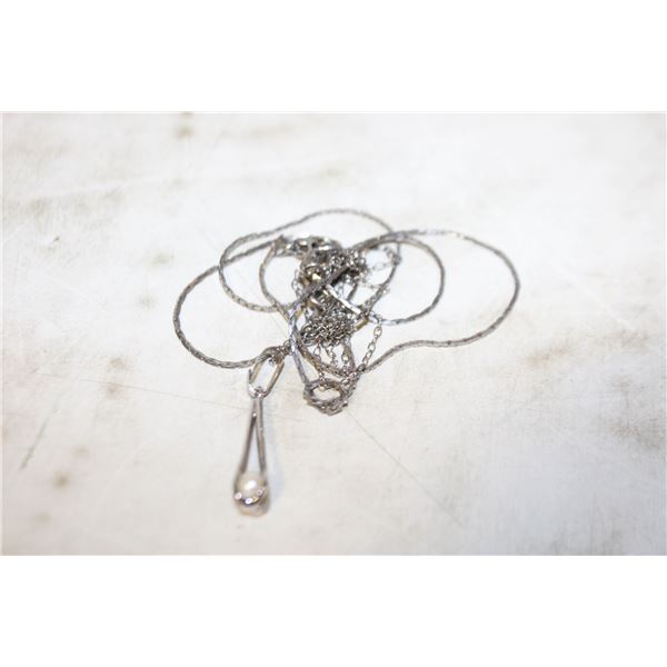 2 SILVER-TONED NECKLACES ONE WITH