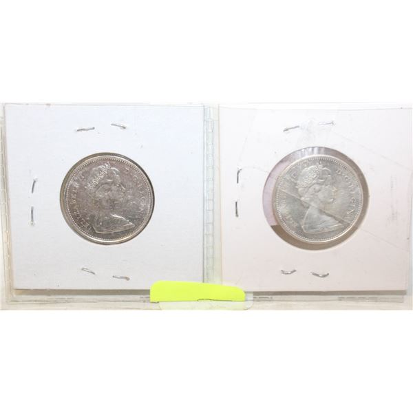LOT OF 2 1967 CENTENNIAL SILVER QUARTERS
