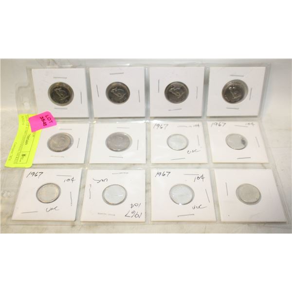 LOT OF 6 1967 CENTENNIAL NICKELS AND 6