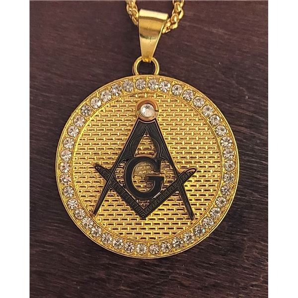 21) GOLD TONE & CLEAR CRYSTALS WITH BLACK