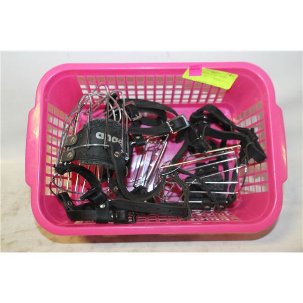 LOT OF THREE ANGEL BRAND LEATHER CAGE MUZZLES