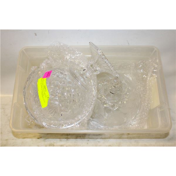 2 VTG LEAD CRYSTAL PIECES PEDESTAL DISH & ROUND