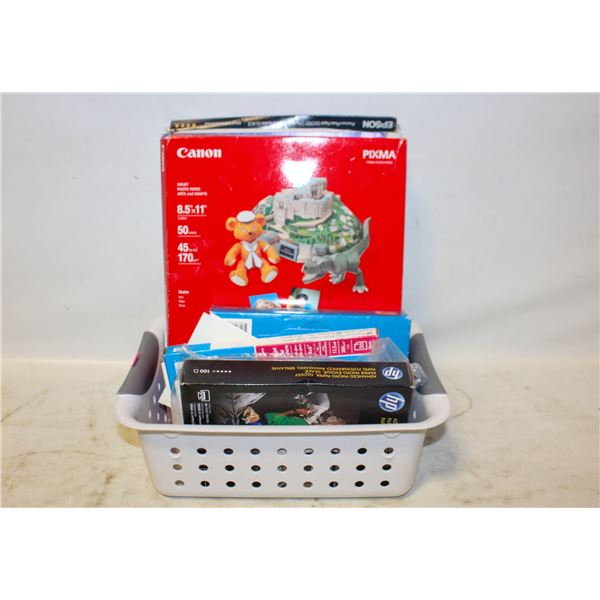 BIN OF ASSORTED SIZES PHOTO PAPER