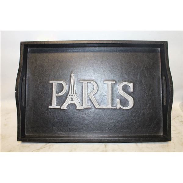 DECORATIVE LEATHER "PARIS" SERVING TRAY