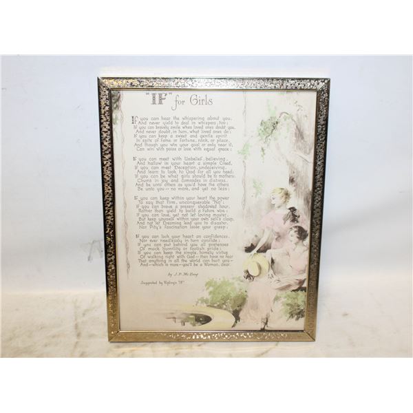 VINTAGE "KIPLING" BRASS FRAMED POEM- 8 X 10