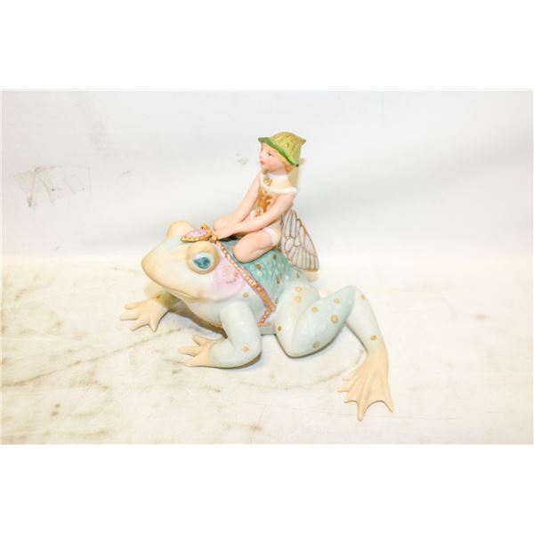 RARE CYBIS "TIFFIN ON FROG" PORCELAIN SCULPTURE