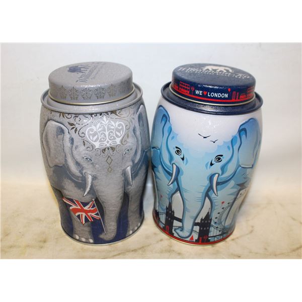 VINTAGE WILLIAMSON ELEPHANT TEA TINS- LOT OF 2