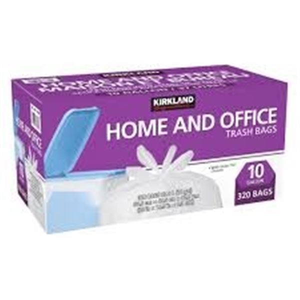 NEW W BOX 320 BAGS 10 GALLON KIRKLAND HOME & OFFIC