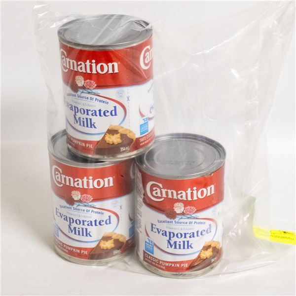 REPACKED 3 X 354ML OF CARNATION EVAPORATED MILK