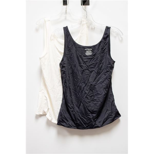 REPACKED FRANK + OAK 2PK WOMENS CONTOUR TANKS L