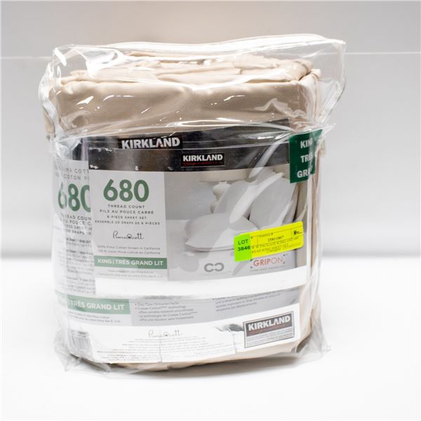 NEW W PACKAGE KIRKLAND 680 THREAD KING SHEET SET