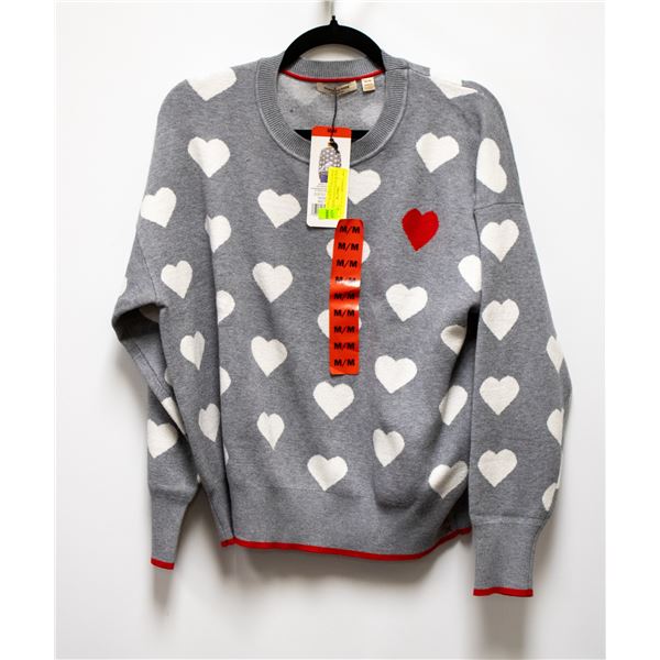 NEW SCOTCH & SODA CREWNECK HEARTS GREY MEDIUM
