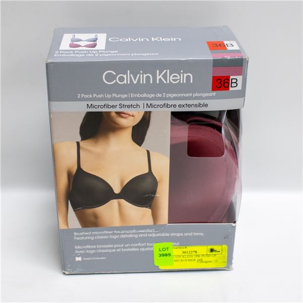 NEW CALVIN KLEIN 2PK PUSH UP PLUNGE MICROFIBER 36B