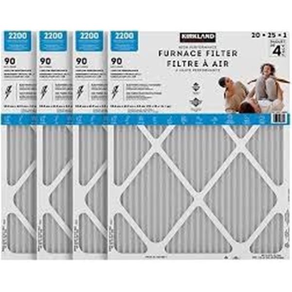 NEW 4 PACK KIRKLAND FURNACE FILTERS 20 X 25 X 1"