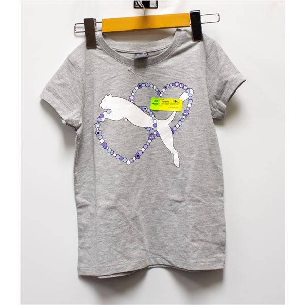 NEW PUMA KIDS GREY AND PURPLE TSHIRT SIZE 8