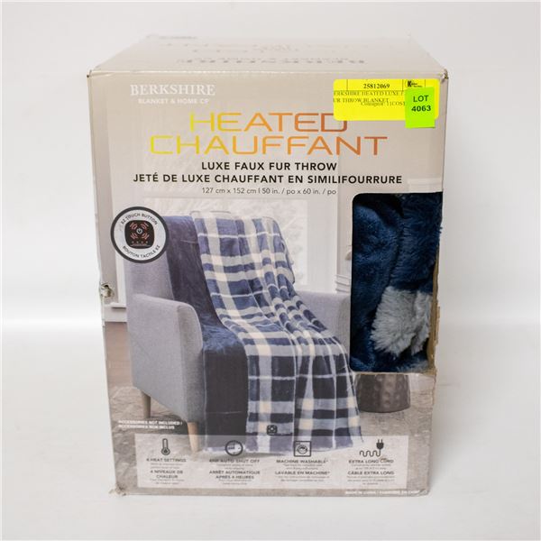 BERKSHIRE HEATED LUXE FAUX FUR THROW BLANKET