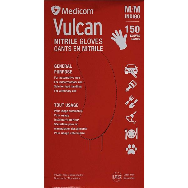 150 PC VULCAN NITRILE GLOVES SIZE MEDIUM