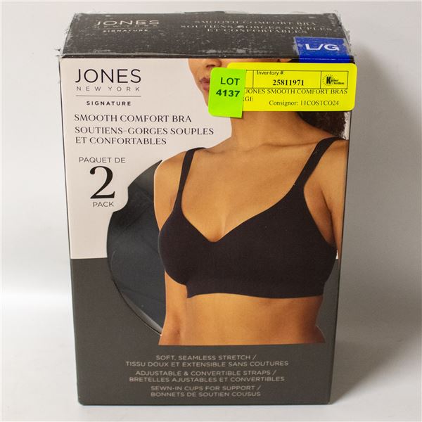 2PK JONES SMOOTH COMFORT BRAS LARGE