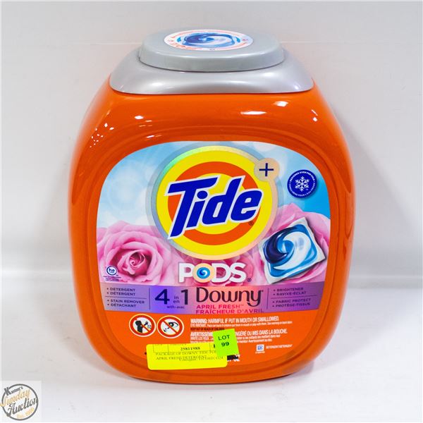 PACKAGE OF DOWNY TIDE PODS APRIL FRESH DETERGENT