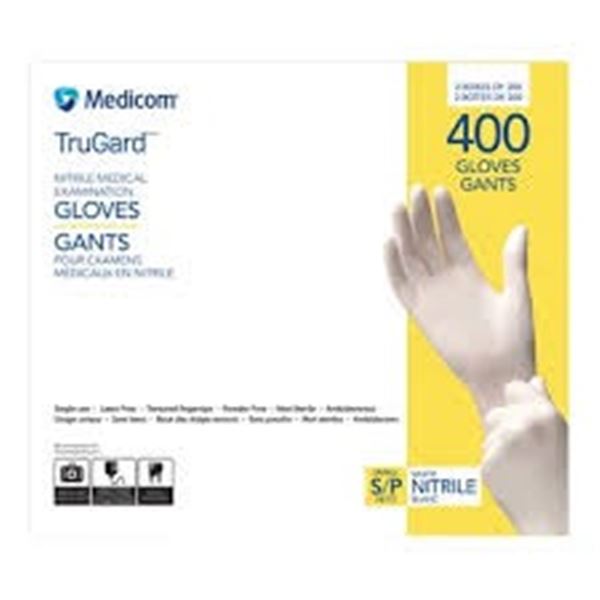 NEW 400 GLOVES MEDICOM TRUGARD NITRILE GLOVES S/P