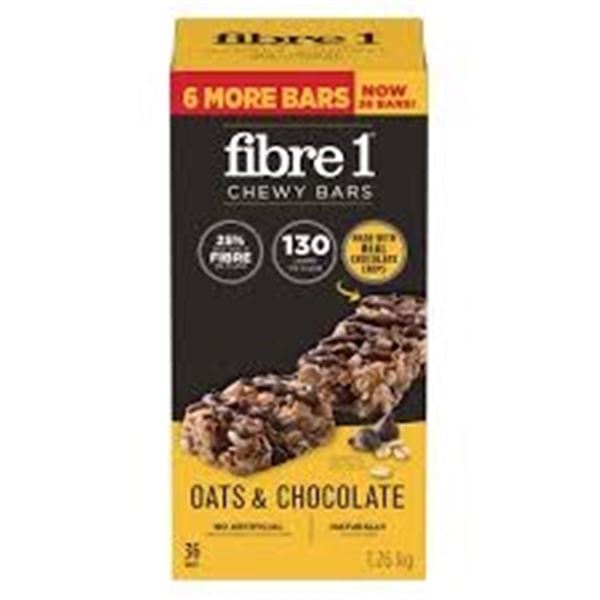 NEW BOX 1.26KG FIBRE1 CHEWY BARS OATS & CHOCOLATE