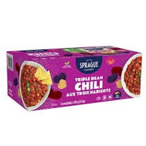 8 X 425G SPRAGUE TRIPLE BEAN CHILI
