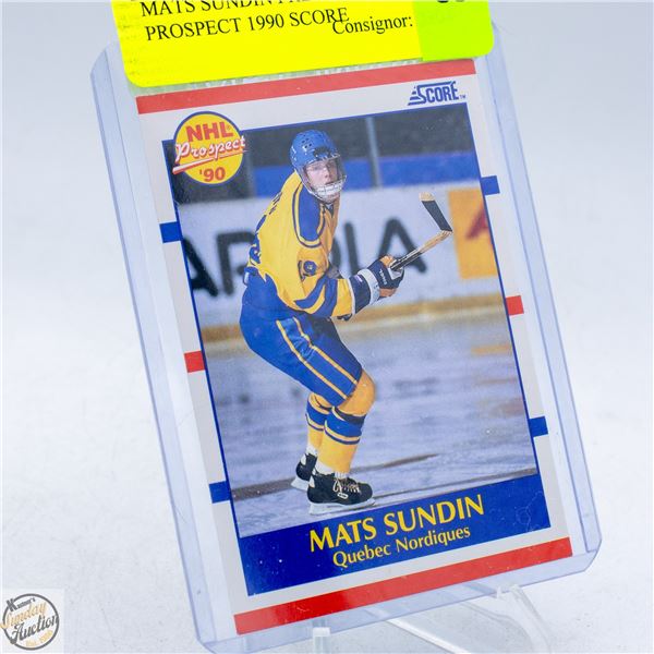MATS SUNDIN PRE-ROOKIE NHL PROSPECT 1990 SCORE