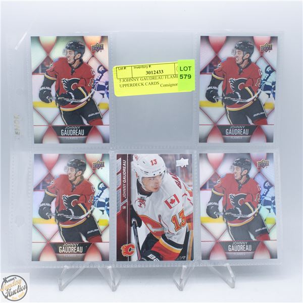 5 JOHNNY GAUDREAU FLAMES UPPERDECK CARDS