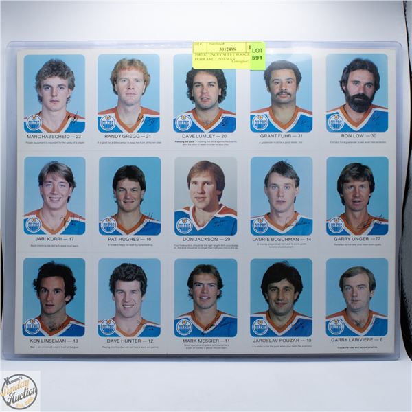 1982-83 UNCUT SHEET ROOKIES FUHR AND LINSEMAN