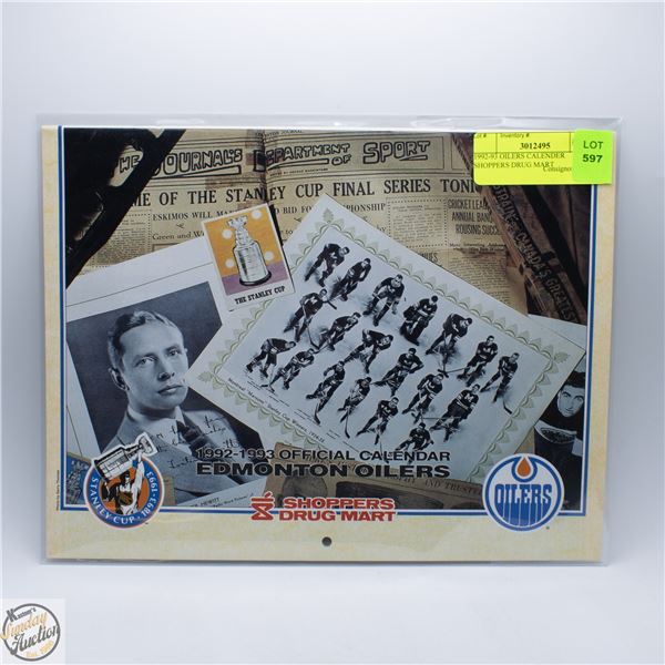 1992-93 OILERS CALENDER SHOPPERS DRUG MART