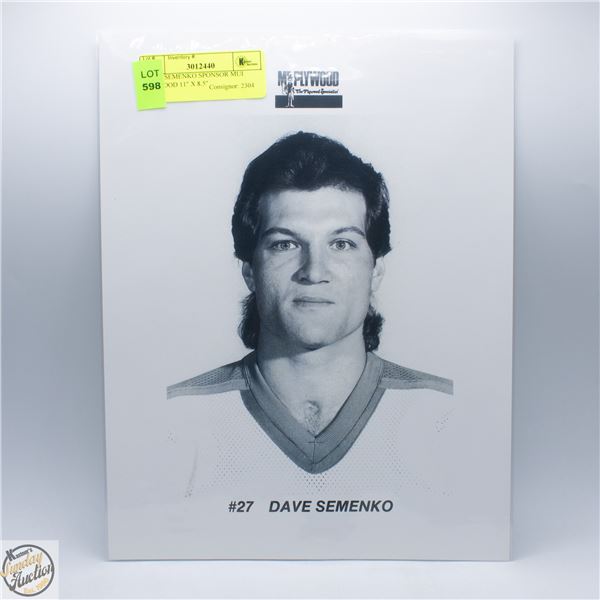 DAVE SEMENKO SPONSOR MUI PLYWOOD 11" X 8.5"