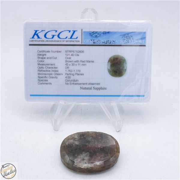 101CTS NATURAL GOLDEN SAPPHIRE GEMSTONE COA