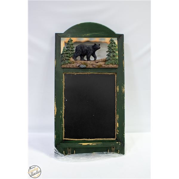 NEW BEAR CHALKBOARD WOOD FRAME 13.5"X26"