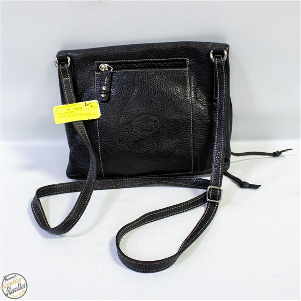 BLACK ROOTS OVER-THE-SHOULDER PURSE