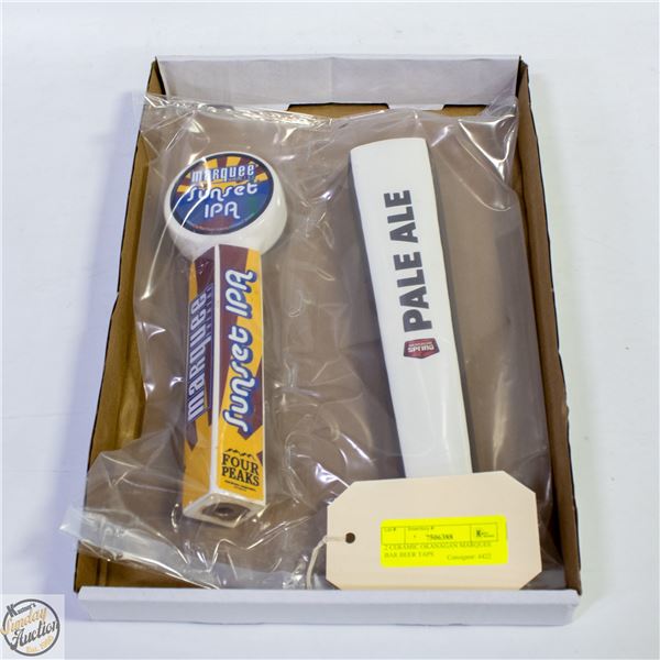 2 CERAMIC OKANAGAN MARQUEE BAR BEER TAPS