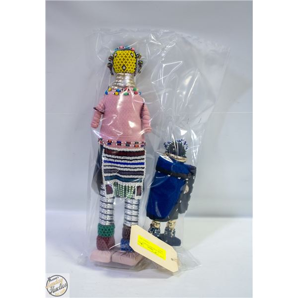 2 AFRICAN BEADED NDEBELE DOLLS