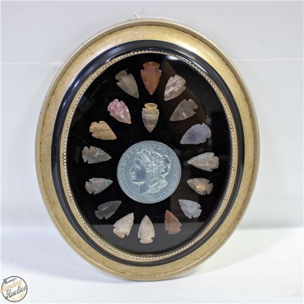 FRAMED OVAL 17 ARROWHEAD DISPLAY WITH
