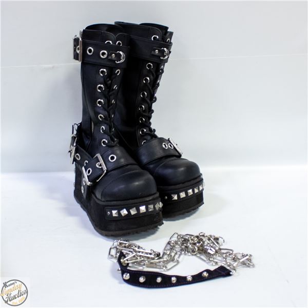 PAIR OF UNISEX LEATHER DEMONIA TRASHVILLE-250