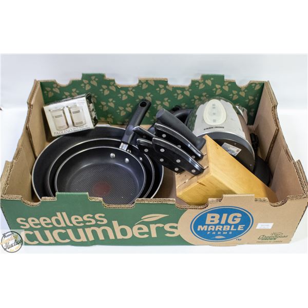 FLAT WITH J.A. HENKLES KNIFE BLOCK WITH