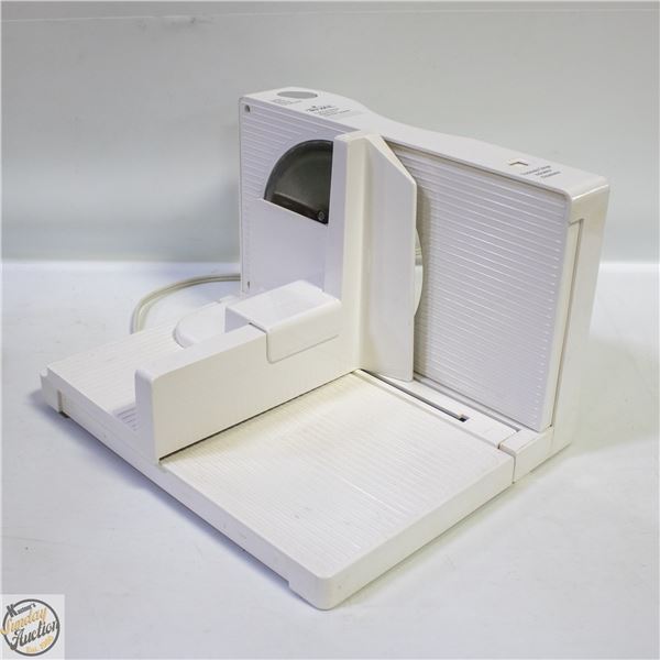 RIVAL FOLD UP MEAT SLICER WITH THICKNESS GAUGE AND