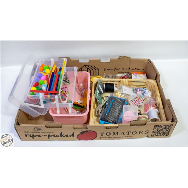 FLAT WITH SEWING SUPPLIES INCL STORAGE