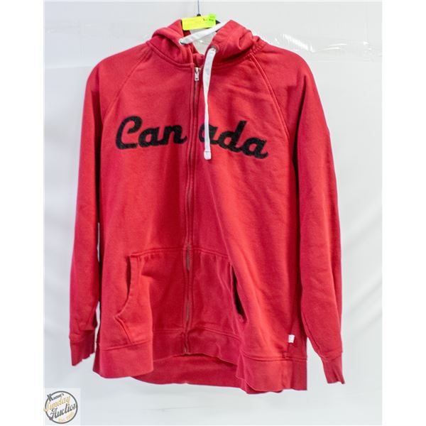 CANADIANA RED ZIP-UP CANADA HOODIE - LADIES
