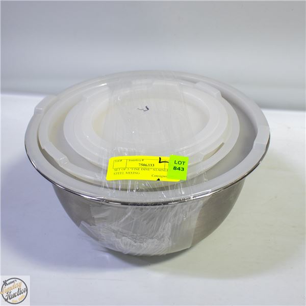 SET OF 5 "FINE DINE" STAINLESS STEEL MIXING