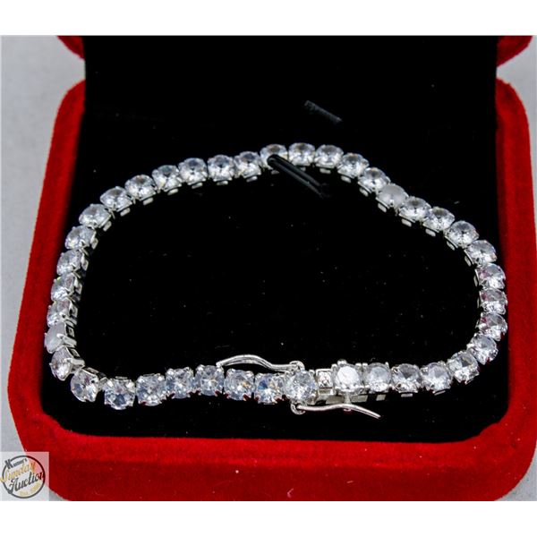 #4084-STAMPED 925 SILVER TENNIS BRACELET