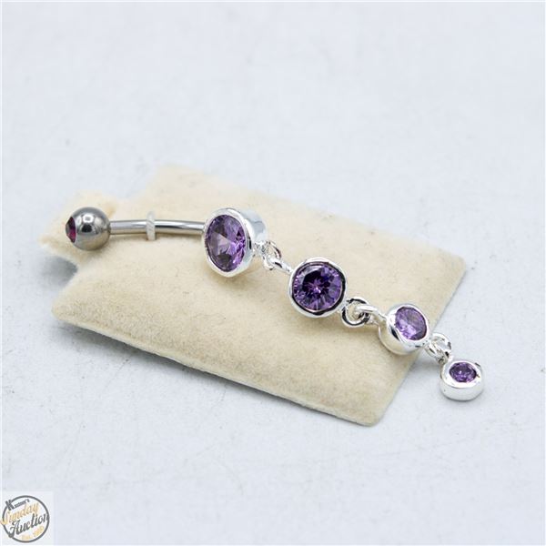 NEW ST. STEEL SYN AMETHYST DANGLE