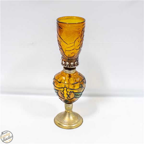 PAIR OF VINTAGE PRESSED GLASS OIL LAMPS