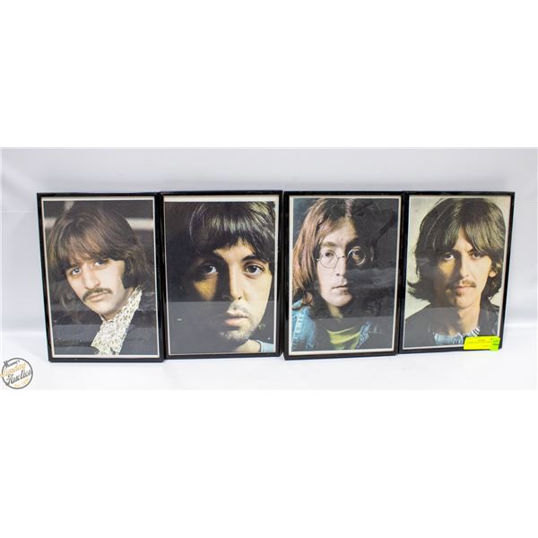 4 FRAMED BEATLES PICTURES 8" X 11"
