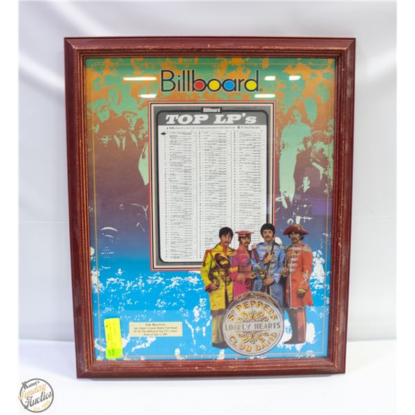 FRAMED THE BEATLES #1 ON THE BILLBOARD